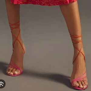 Maeve tie-up heels in pink / orange size 7 worn a few times